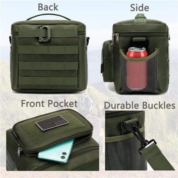 large insulated lunch bag tactical cooler tote with compartments for work or cam - Picture 6 of 7
